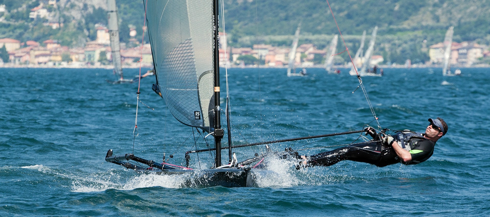 Racing Sailboat, RS700 high performance skiff with trapeze